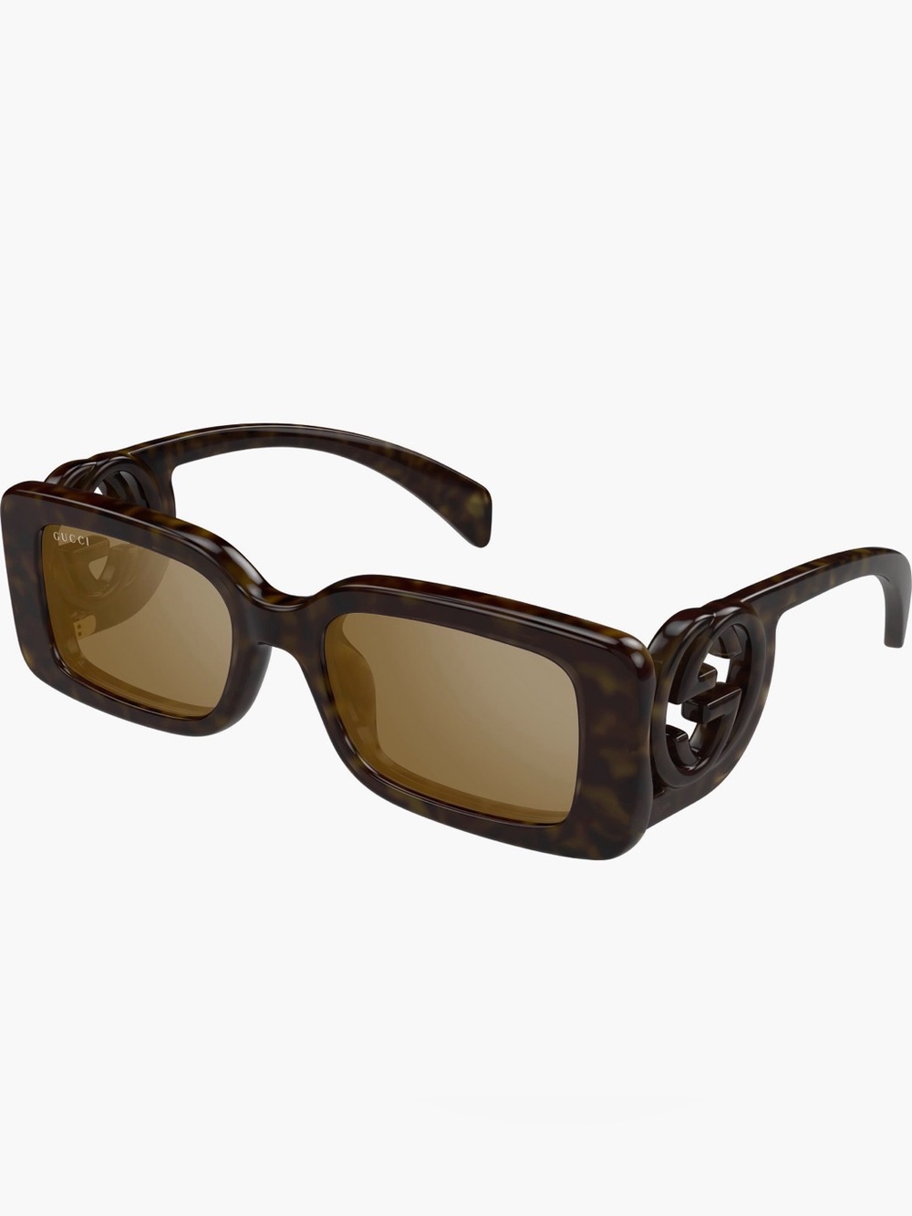 Gucci GG1325S 54mm Rectangle Sunglasses Havana Brown Interlocking GG Logo